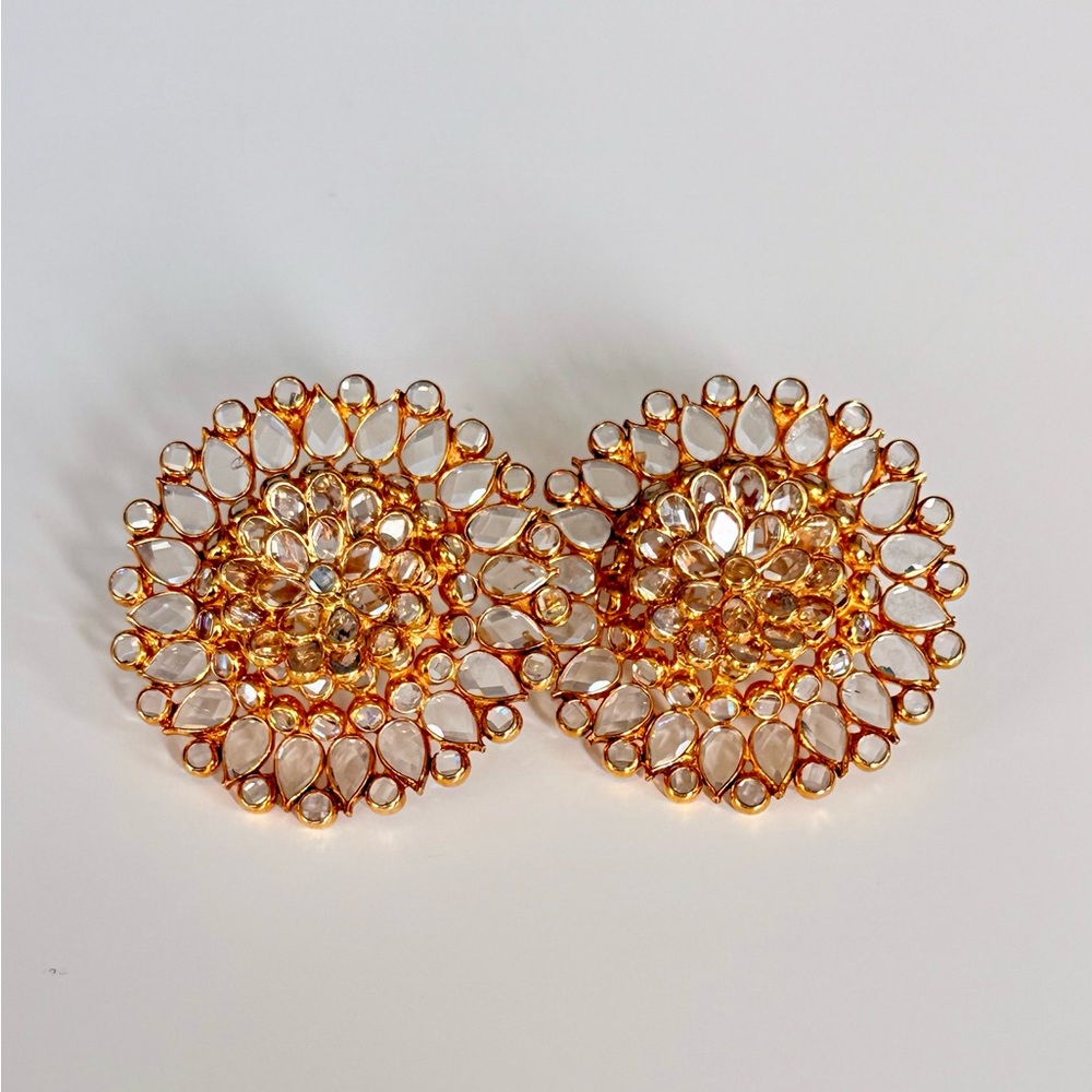 Elegant Gold and Silver Floral Earrings